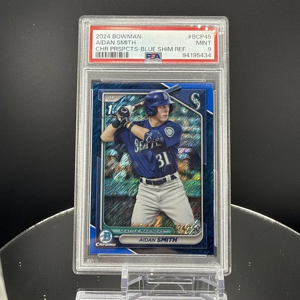 2024 Bowman Chrome Mega Box Aidan Smith 1st Blue Refractor /150 PSA 9